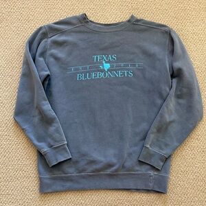 Comfort Colors Texas Bluebonnets Blue Crewneck Sweater Pullover Unisex Small EUC